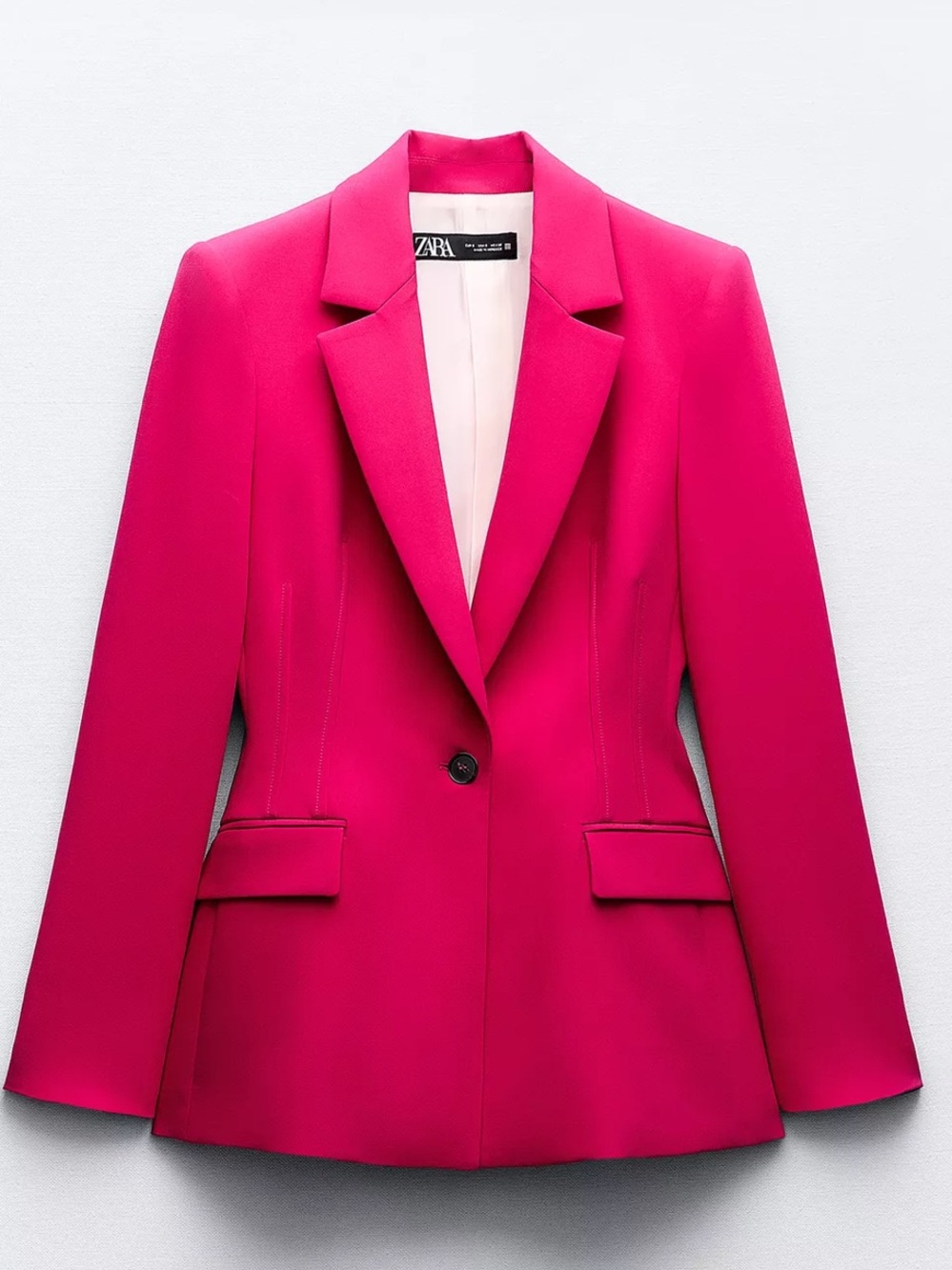 Zara Bright Fuchsia Single-Button Tailored Blazer